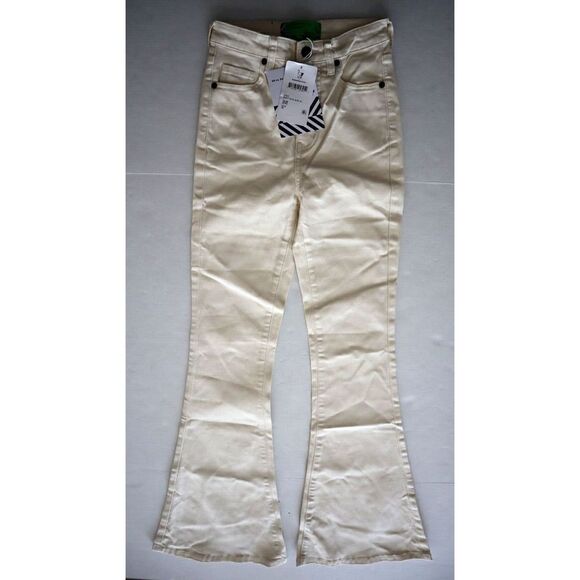 Sandrine Rose x FP Women Sz 24 Alpes White High Rise Flare Stretch Jeans $120 - Picture 1 of 7